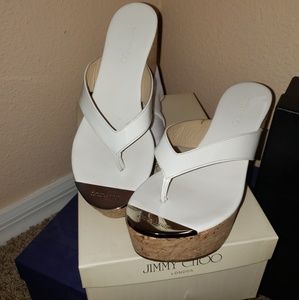 🧁Jimmy choo white patent leather sandals🍰